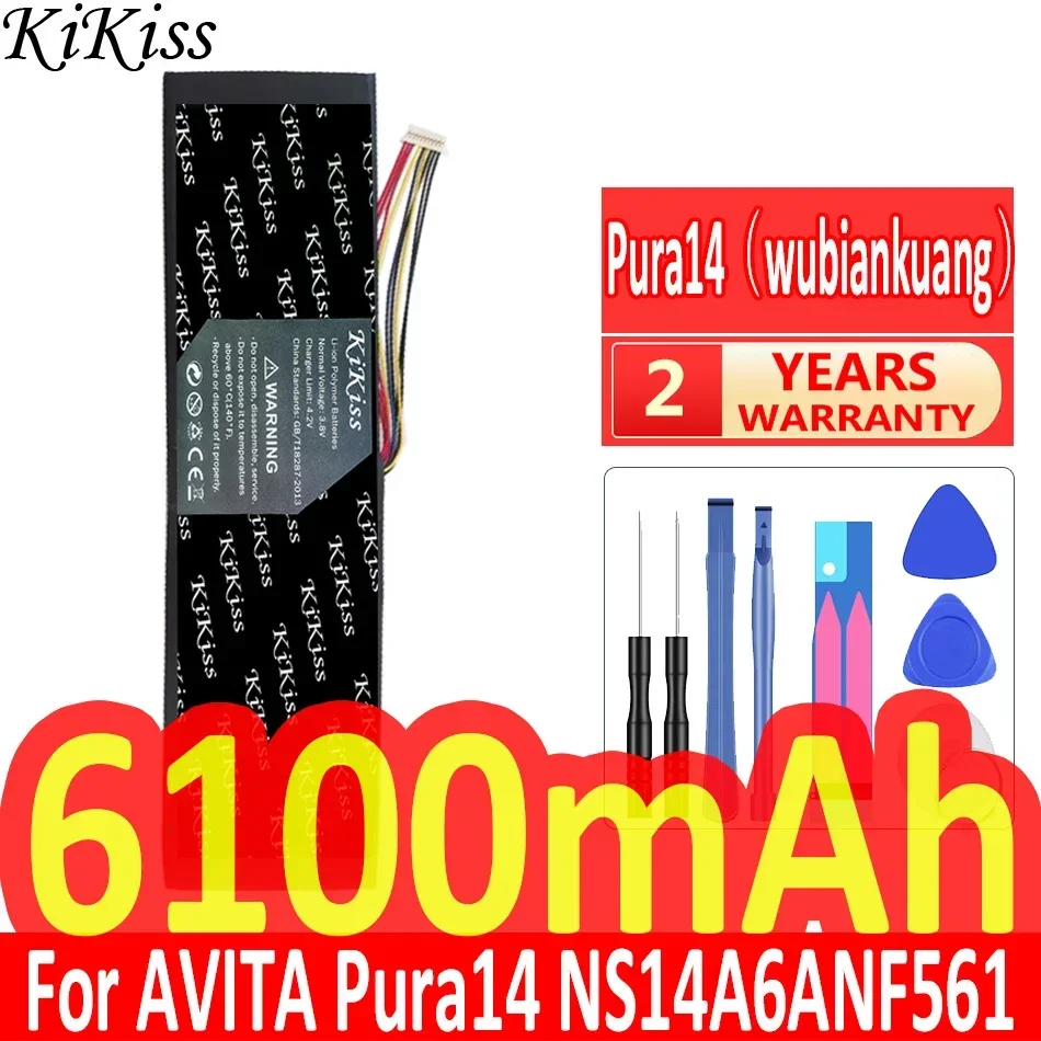 

6100mAh KiKiss Powerful Battery pura 14 For AVITA Pura14 NS14A6ANF561 CN6613-2S3P Laptop Batteries