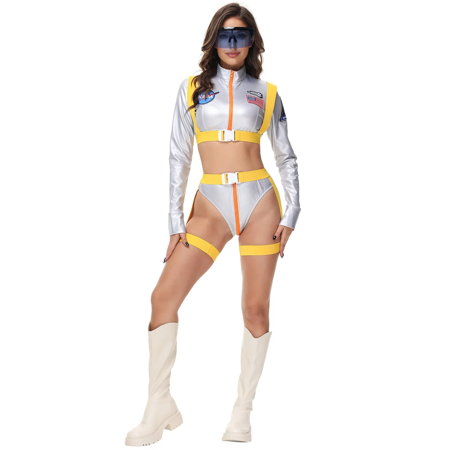 Costume d'astronaute Sexy pour femmes, tenue de plang de rôle, Performance sur scène, Costume spatial Cisas Par, modèle féminin, vêtements de scène ethniques