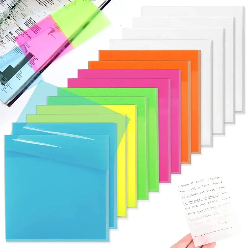 50Sheets Self Adhesive Memo Pads Transparent Sticky Bookmark See Through Posted It Office Student Stationery Sticky Notes Marker