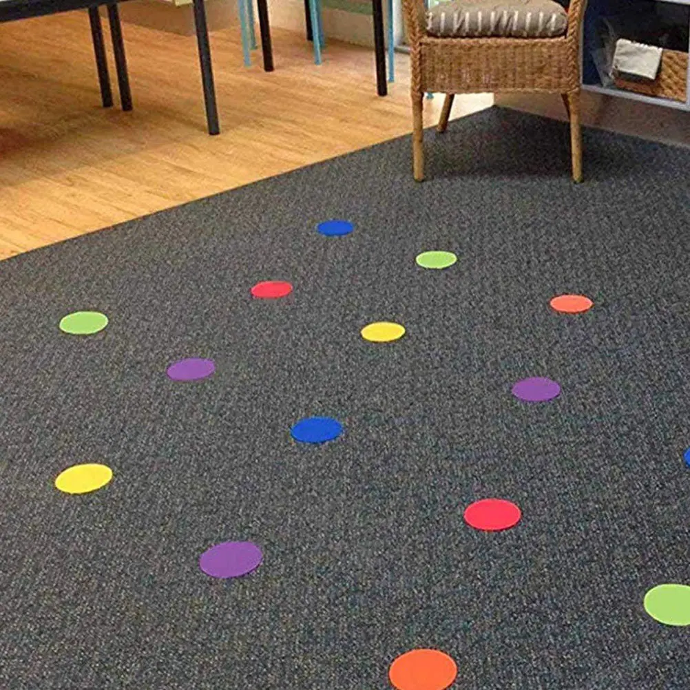 24Pcs Bright Round Carpet Markers Nylon Polyester Floor Dots for Classroom Organization Early Learning Color Recognition Tools