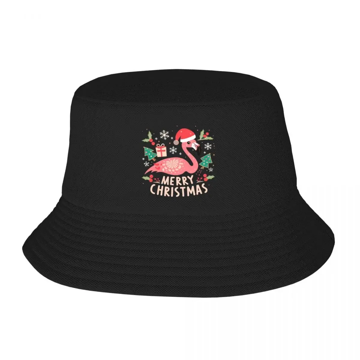 Sombrero de Pescador con Diseño de Flamenco Rosa con Gorro Navideño y Adornos Navideños, para Hombre y Mujer, 2026