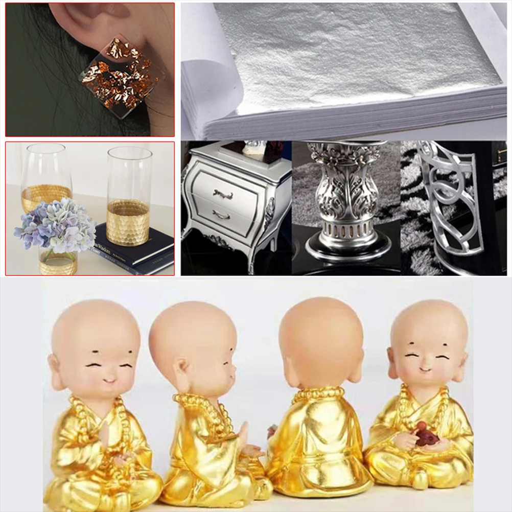 

300 Sheets Imitation Gold Foil Sheets DIY Gold Leaf for Arts Handcrafts Glittering Foil Flakes Easy to Apply Gift