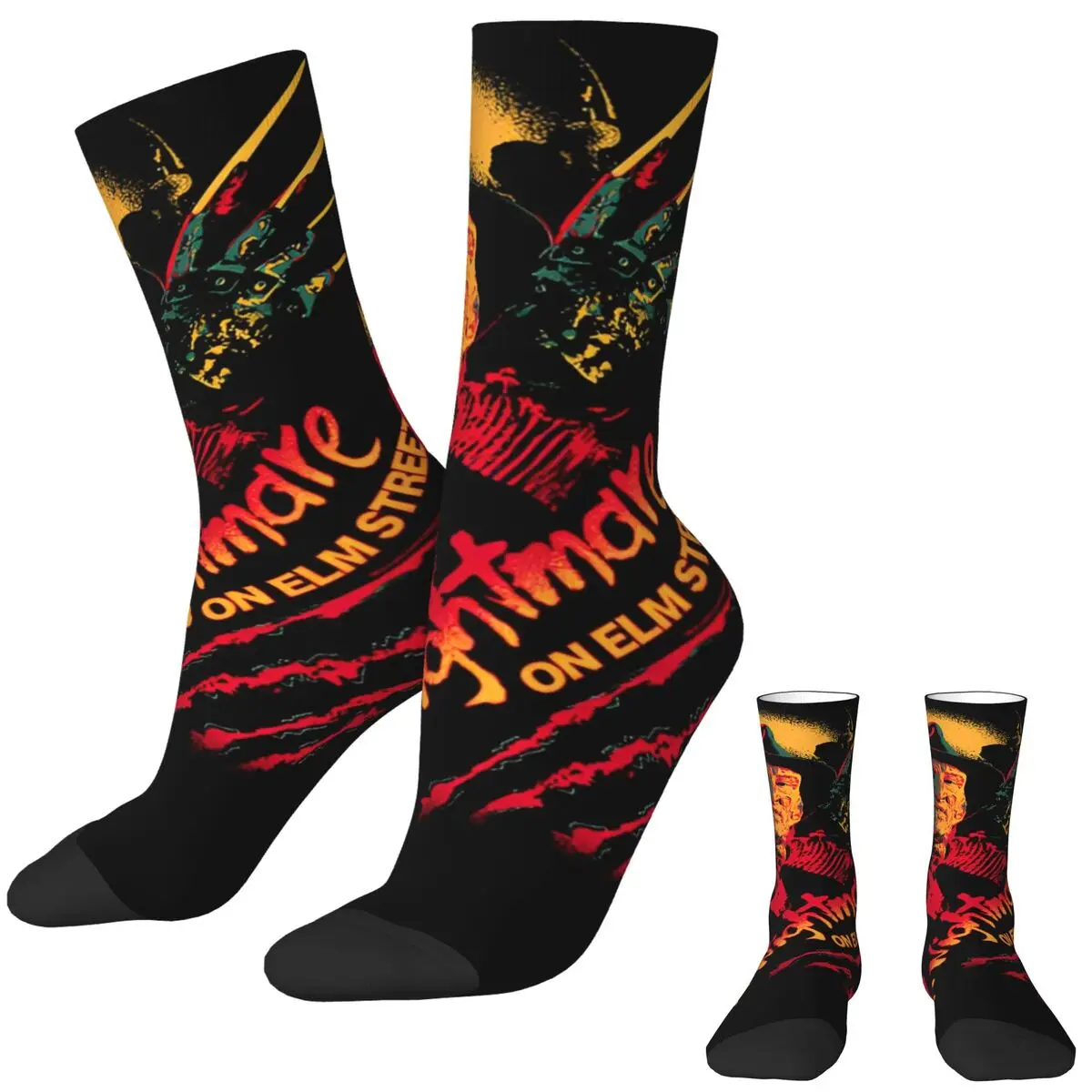 Unisex Men Socks Elm Street Nightmare F-Freddy K-Kruger Stockings Spring Novelty Christmas Socks Running Anti Skid Socks