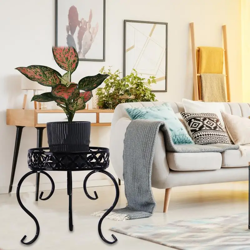 

Metal Plant Stand Modern Metal Potted Plant Stand Indoor Outdoor Retro Flower Pot Stand Holder Black White Planter Display Rack