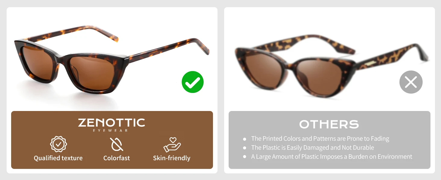 ZENOTTIC Kleine Cat Eye Polarisierte Sonnenbrille Damen Fashion Shades UV-Schutz Handgefertigte Acetat-Sonnenbrille Trendy – Detail 7