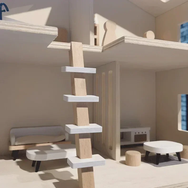 高品質の木製プレイハウス インタラクティブヴィラ ベッドソファ ゼブラバスタブとプリンセスルーム付き 赤ちゃんへのギフトに最適