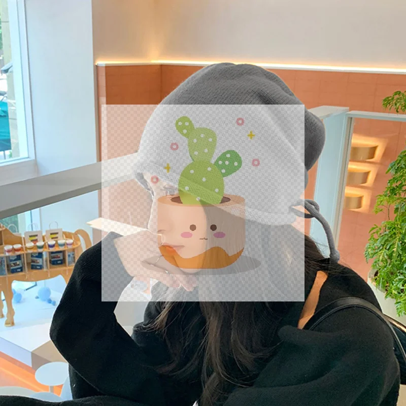 秋冬用の折り返し付きニット帽、どんな服装にも合う暖かい防寒帽子、大きな頭囲にも合う女性用ニット巾着帽子