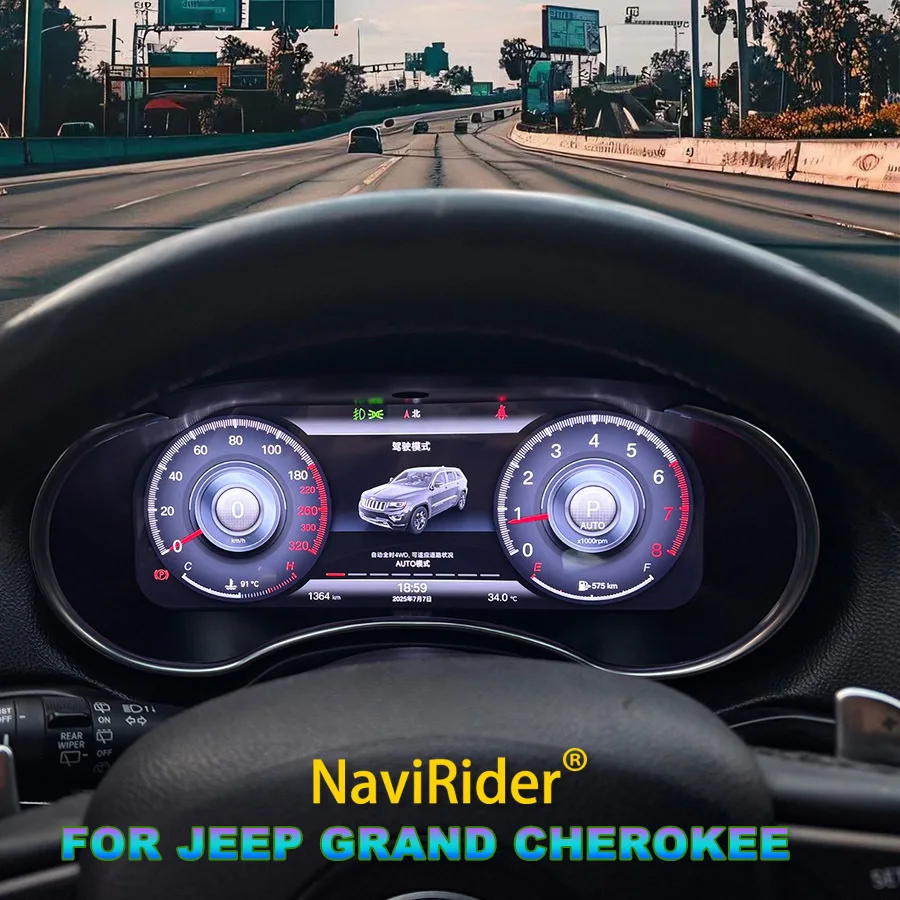 Tachometer Odometer LCD Dashboard Panel For Jeep Grand Cherokee 2014 - 2018 Digital Instrument GPS Speedometer Virtual Cockpit