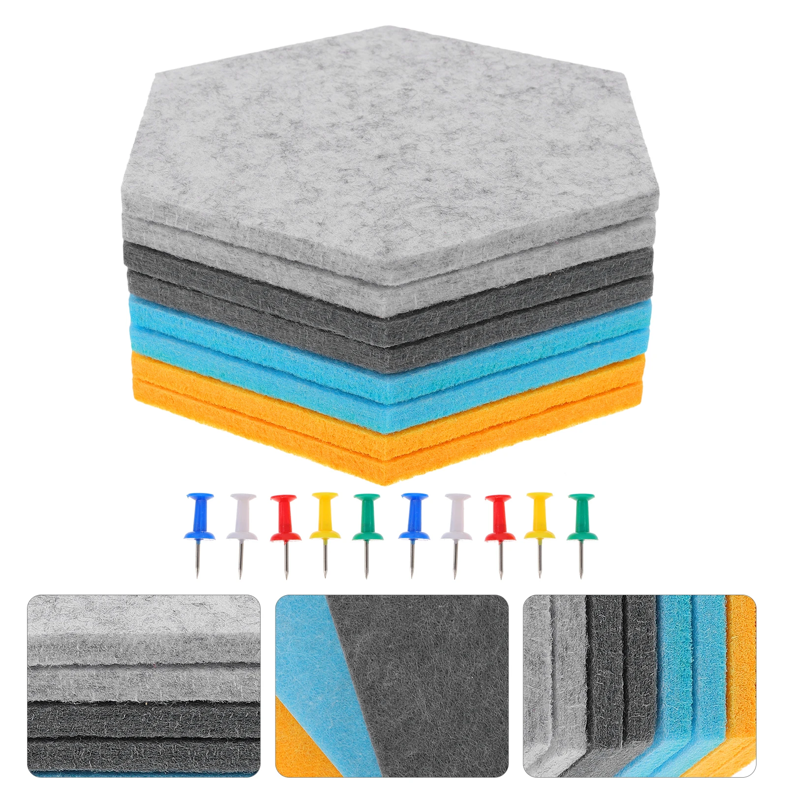

8Pcs Hexagon Felt Board Adhesive Wall Memo Pin Board Decorative Room Organizer for