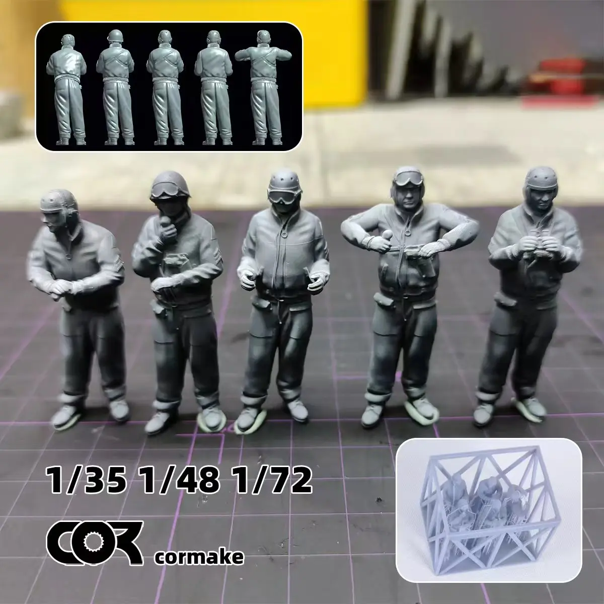 3d Resin Scale Miniature Model Kit Soldier US Tank Crew Drivers Figures Military Diorama 5 Pcs Set 1939–1945 1/35 1/48 1/72