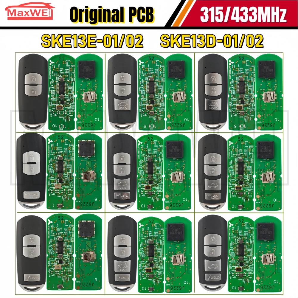 WAZSKE13E01/02 SKE13E-01/02 433MHz For Mazda 3 6 WAZSKE13D01/02 SKE13D-01/02 315MHz For Axela CX4 CX5 2013-2019 PCF7953P Chip