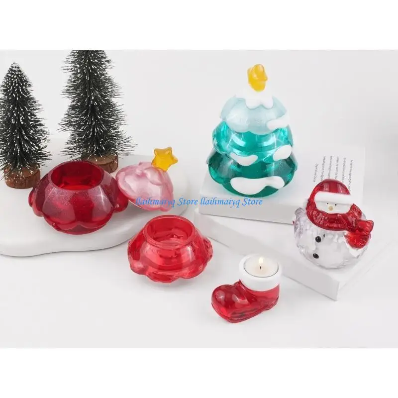 

573B Festive Christmas Tree Shaped Mold Artistic Silicone Mold for Crafting Christmas Tree Jars with Realistic