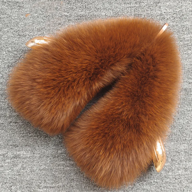 Real Fox Fur Collar For Woman Winter Warm Genuine Fur Scarf  Real Fur Scarf Jacket Coat Decor Collar Shawl Detachable