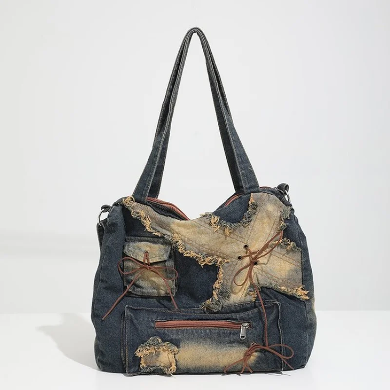 

High-End Women's Leather Shoulder Bag With Smooth Zipper And Embroidered Detail For Office Commute​