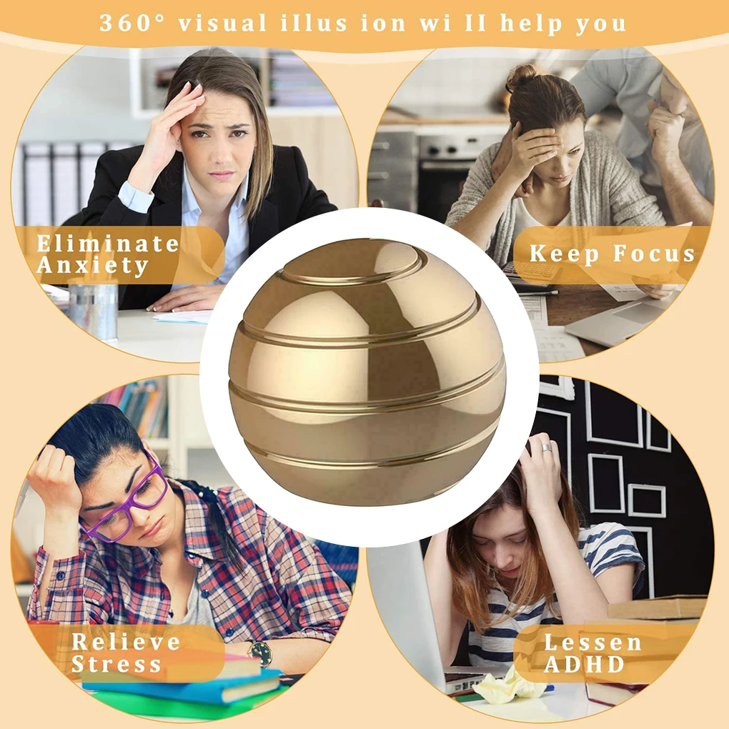 Draaiend speelgoed Thuis Desktop Aluminium gyroscoopbal Feest Afneembaar roterend speelgoed, zilver, 45x39mm