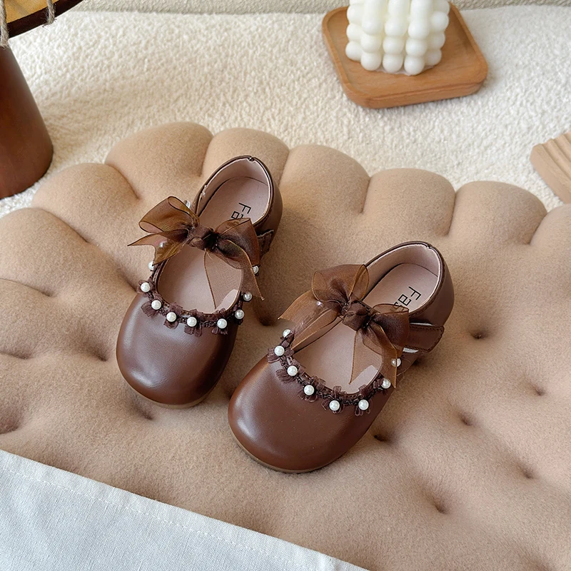 ربيع الخريف الفتيات أحذية Bowknot أزياء الأطفال أحذية الزفاف أنيقة الأميرة الاتجاه الاطفال عارضة الأحذية المسطحة #3