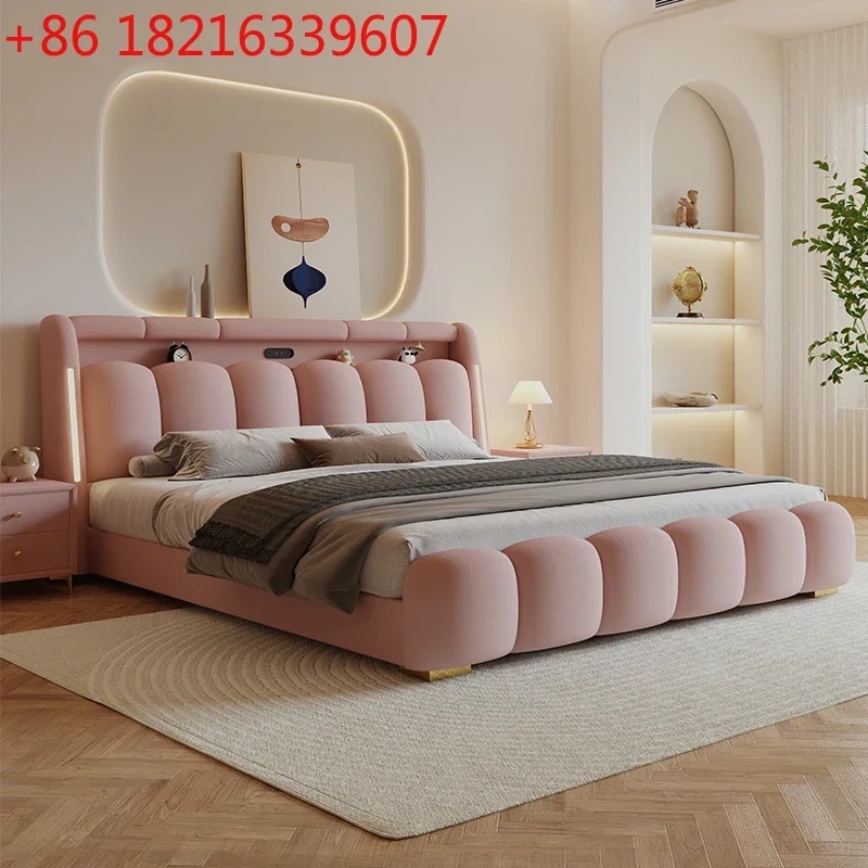 TAO Fabric bed cream wind double bed bedroom 1.8 meters small apartment Nordic modern simple storage soft bag