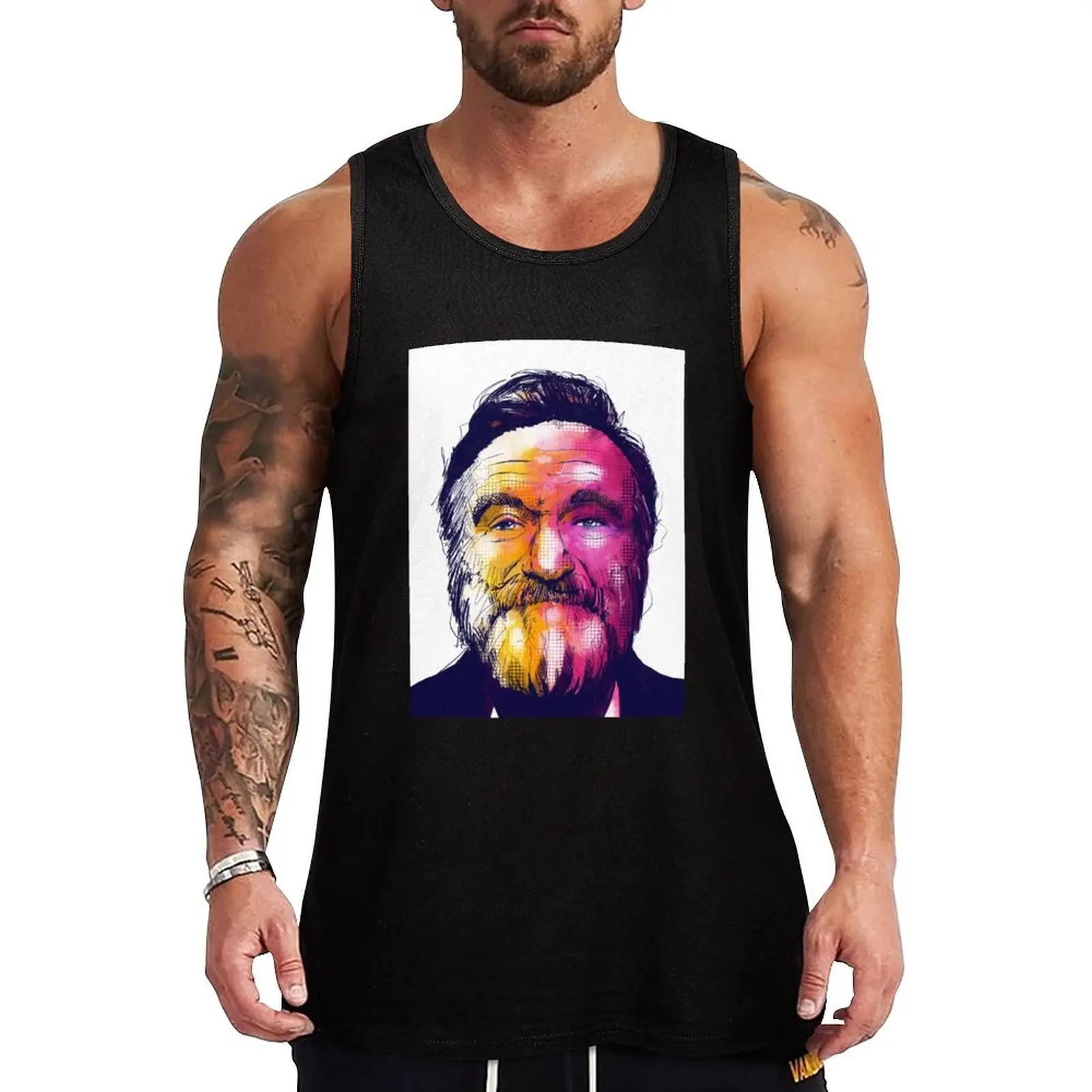 Robin Williams Tribute Portrait Illustration Tank Top Male vest Men's sleeveless sleeveless tshirts for men