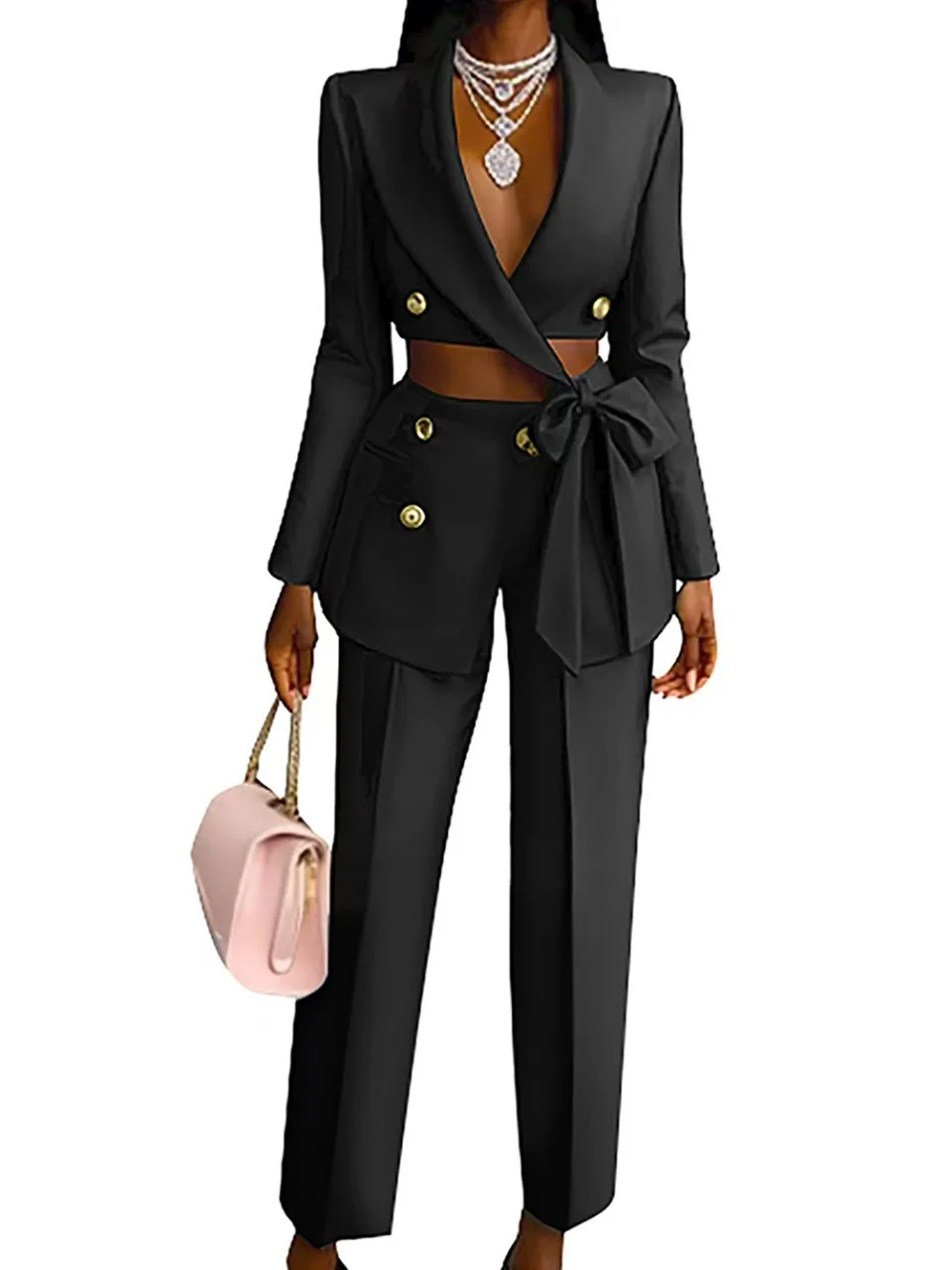 Conjunto de Plones de Manga Larga de Color Sólido Informal para Mujer, Atuendo ro de Verano, Traje de Dos Piezas, Rop...