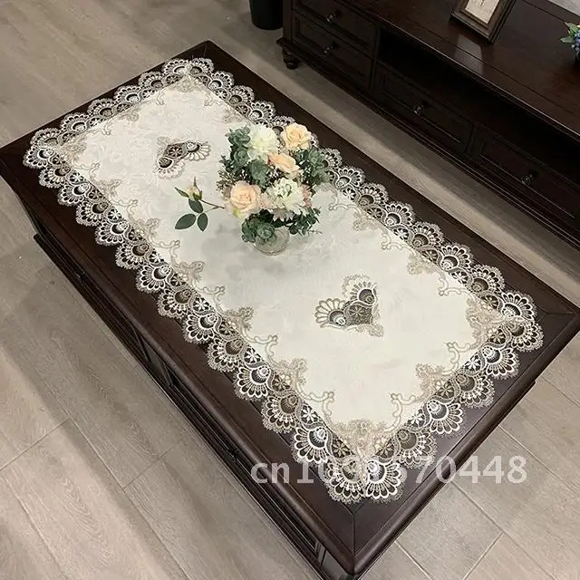Tablecloth Rectangle Table Cloth European Embroidered Coffee Table Cover Table Western Tea flower Solid Color Fabric Lace Book