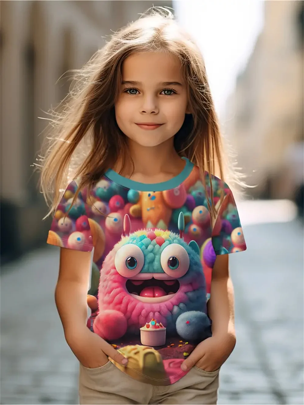 2025 Camisetas casuales, ropa para niñas, nuevas camisetas divertidas con estampado 3d de animales para niñas, camisetas de manga corta a la moda para fiestas