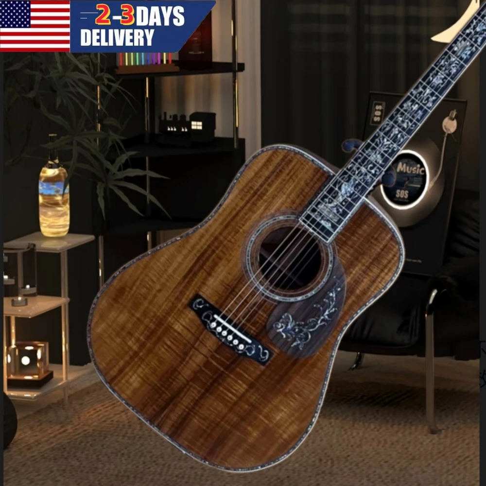 

Professional Brown Full KAO Wood Soundtrack Guitar 6-String Ebony Fingerboard Printing Inlay Technology