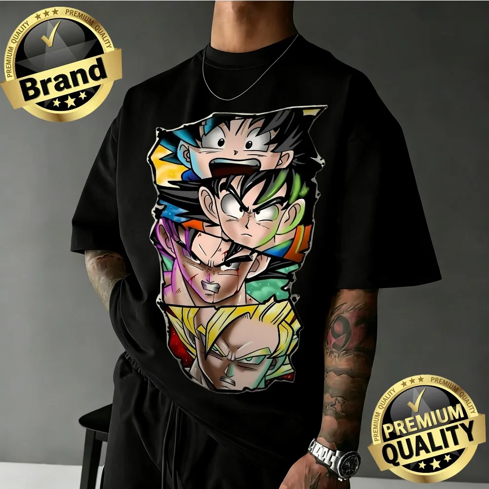 2026 Neuerscheinung Dragon Ball Übergroßes Retro Anime T-Shirt |   Goku Graffiti Retro-Grafikdruck, 100 % Baumwolle, lässiges T-Shirt für die Familie