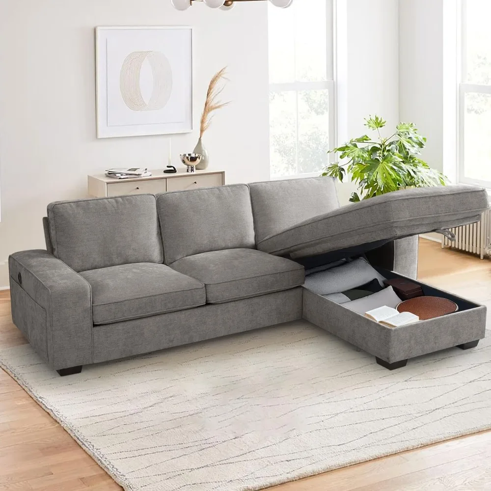 

Convertible Sectional Sofa Couch with Chaise Storage, Modern L-Shaped Reversible Design, Comfortable Chenille Fabric, Removable