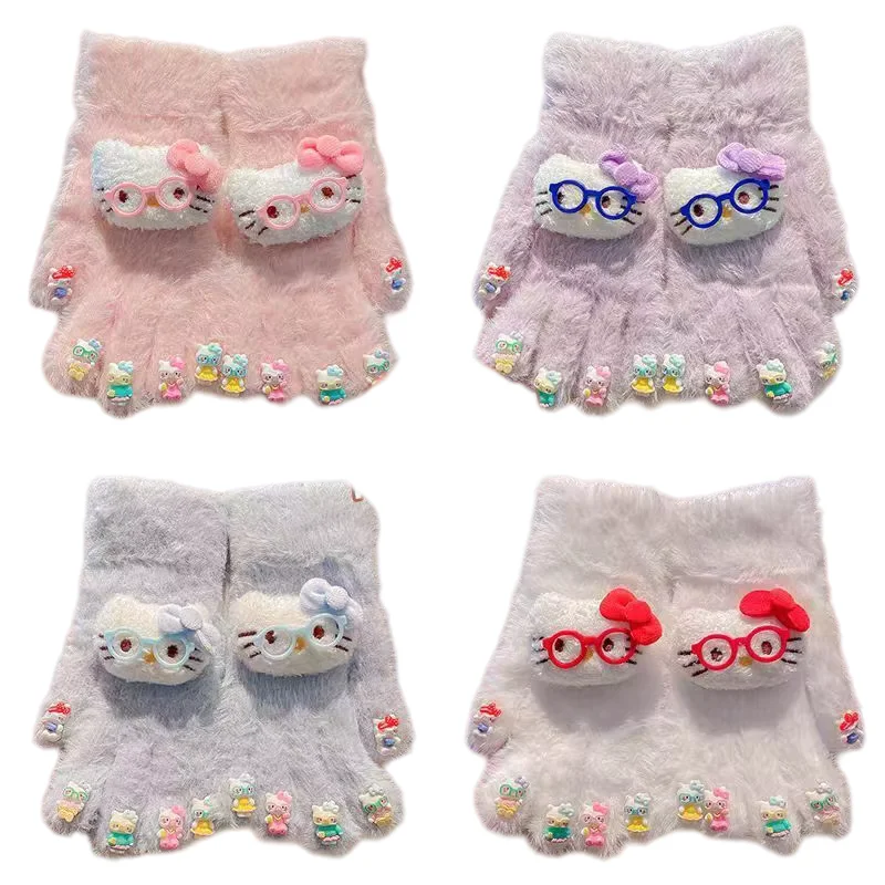 

Cat's Paw Winter Warm Nail Gloves Cute Eyes Hello Kitty Riding Ski Gloves Warm and Soft Gift for Best Friends and Girlfriends