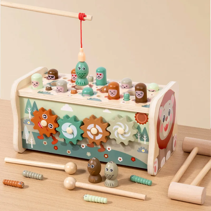 Baby Early Education Playing with Mice Piano Boys Girls Birthday Gifts Multi Functional  Fish Montessori Educational Wooden Toys