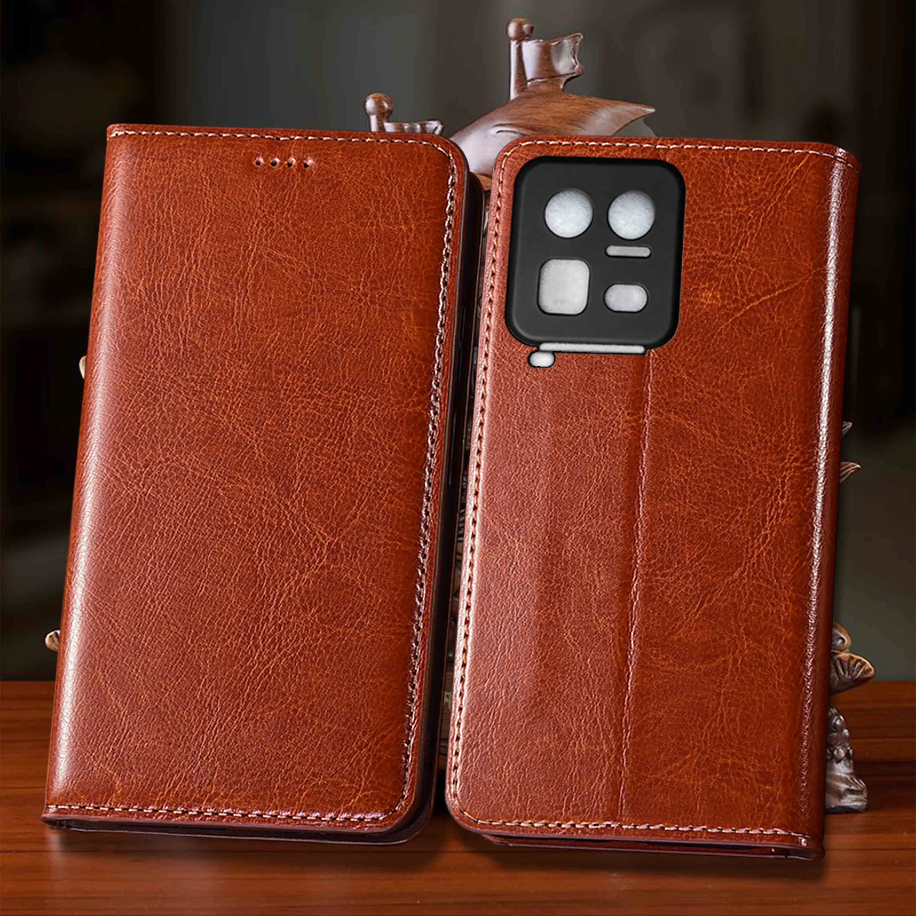 Genuine Leather Phone Case For Vivo iQOO 3 5 7 8 9 10 11 11S 12 13 15 15R 15T Pro Ultra Vertical Line Pattern Of Flip Cover Case
