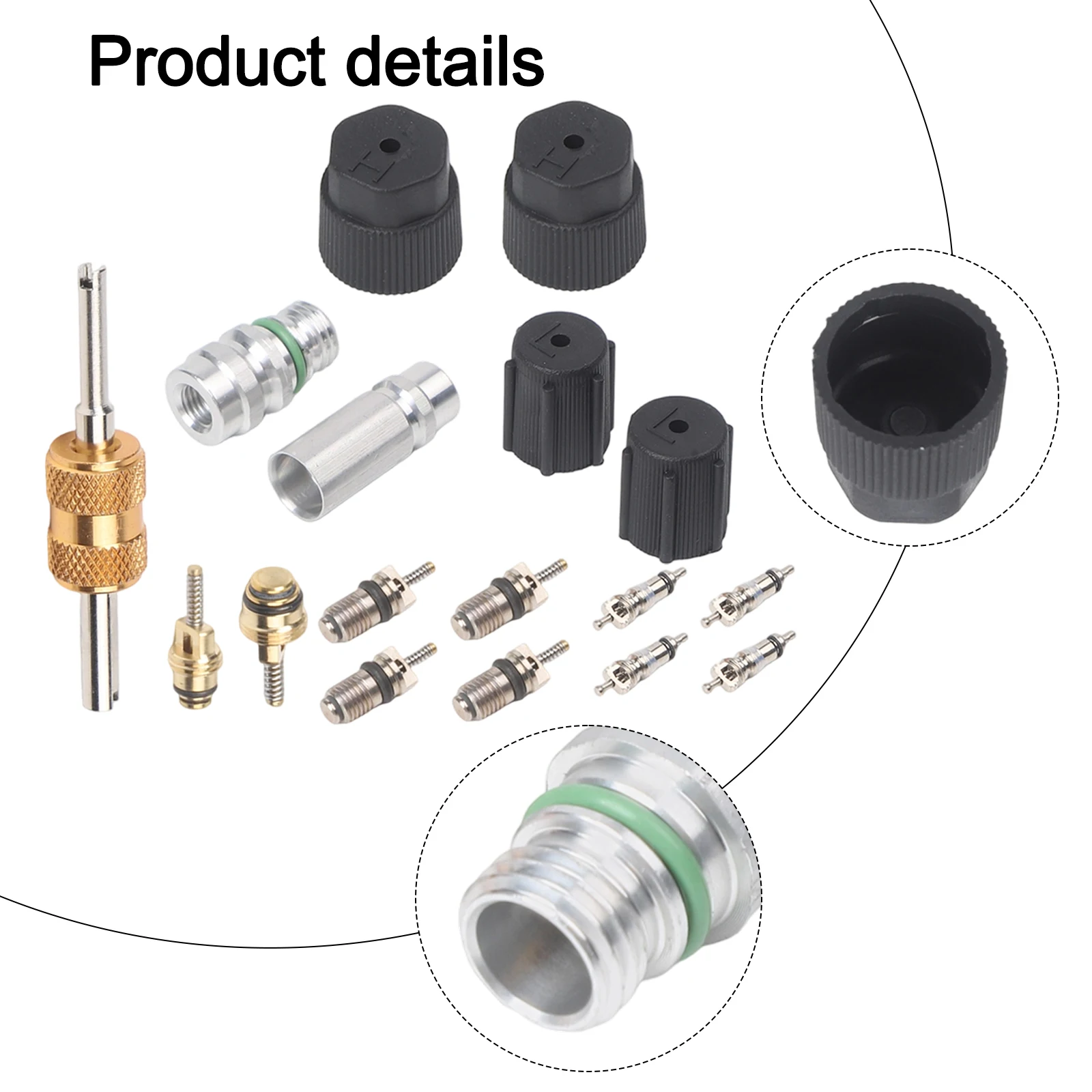 17 Piece Valve Core Assembly AC Valve Replacement R134a Valve Core Easy Installation Design Long-lasting AC Solution