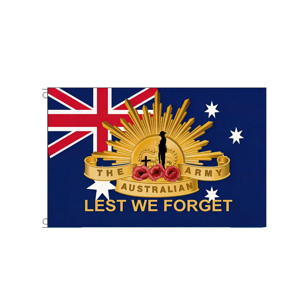 

Australian Army Lest We Forget Flag 2x3ft 3x5ft Anzac Day Patriotic Banner for Indoor Outdoor Remembrance Decor