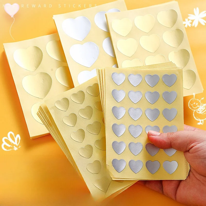 Gold Silver Heart Label Sticker Cookie Gift Wrapping Envelope Takeaway Sealing Stickers Self-adhesive Decorative Sticker