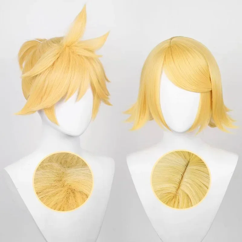 Kagamine Twins Cosplay Traje, Shorts De Látex De Couro, Terno Clássico EUA, Peruca Conjunto Completo, Dia das Bruxas Natal, Rin Len, Em Stock