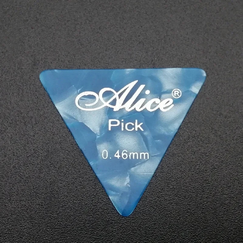 100 pçs/lote Alice AP-100L Mix Color Celluloid Grande Triângulo Palhetas de Guitarra com Impressão de Logotipo 0.46/0.71/0.81/0.96/1.2/1.5MM