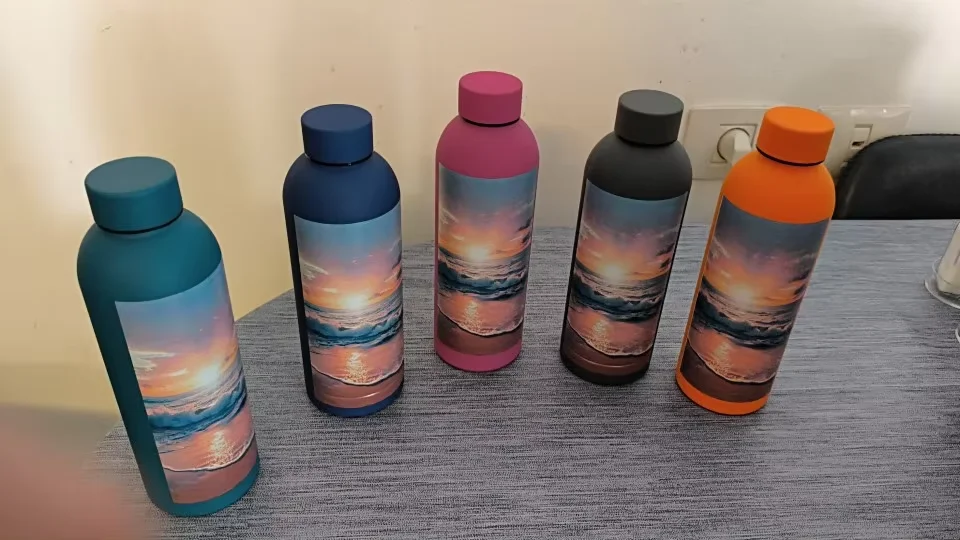 Bouteille isotherme personnalisée avec logo, en acier inoxydable, à petite ouverture, pour café, sport, extérieur, mini, givrée