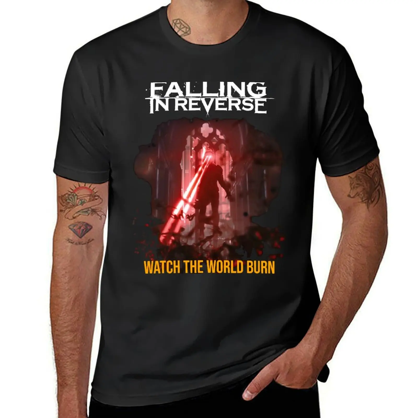 falling in reverse watch the world burn T-Shirt summer clothes graphics blanks oversized Men's t shirts