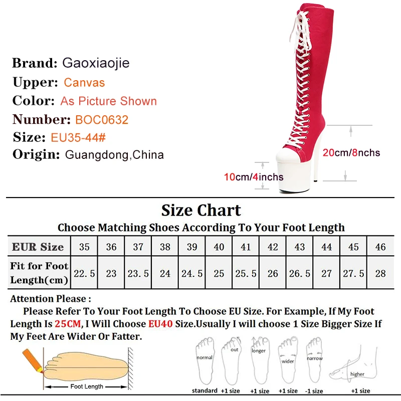 15cm 17cm 20cm Black Shoes Women Platform Side Zippe Pole Dance Boots Canvas Lace-up Stiletto Ultrahigh High Heel Mid-Calf Boots