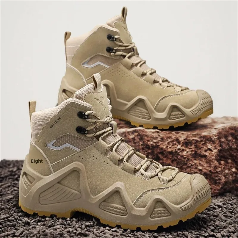 Botas de trabajo de senderismo informales para hombre, zapatos de seguridad de suela gruesa y alta calidad, botas de Trekking al aire libre, nuevo estilo de otoño, goma de talla grande