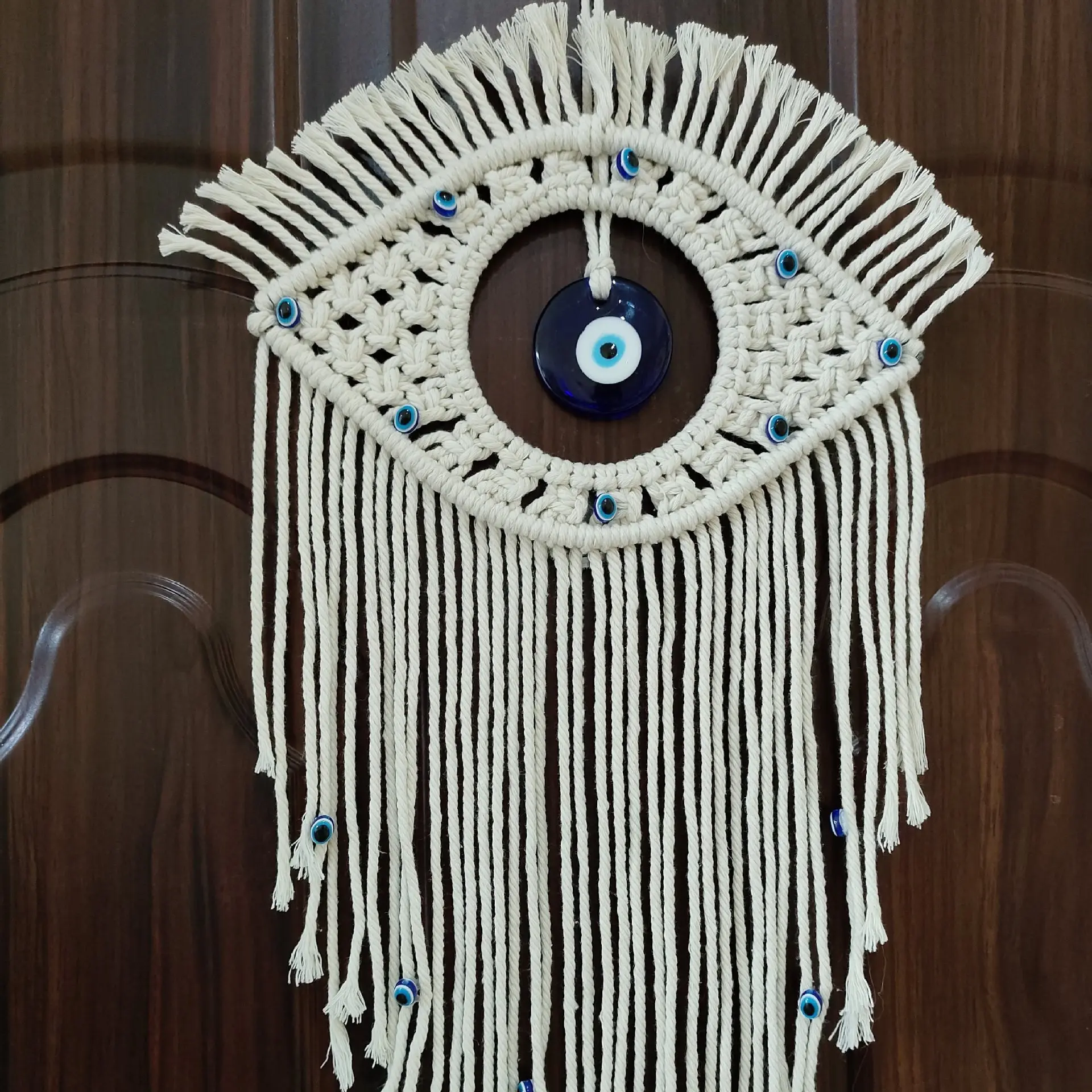 Bohemian hand woven blue eye wall hanging tapestry, homestay wall decoration, bedroom wall decoration, hanging