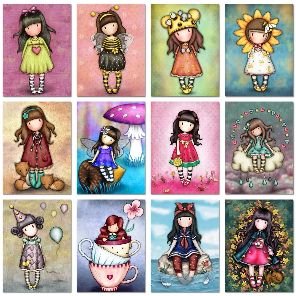 DIY 5D Diamond Painting Cartoon Girl Flower Princess Diamond Embroidery Full Round Mosaic Cross Stitch Kit Home Decor Sale