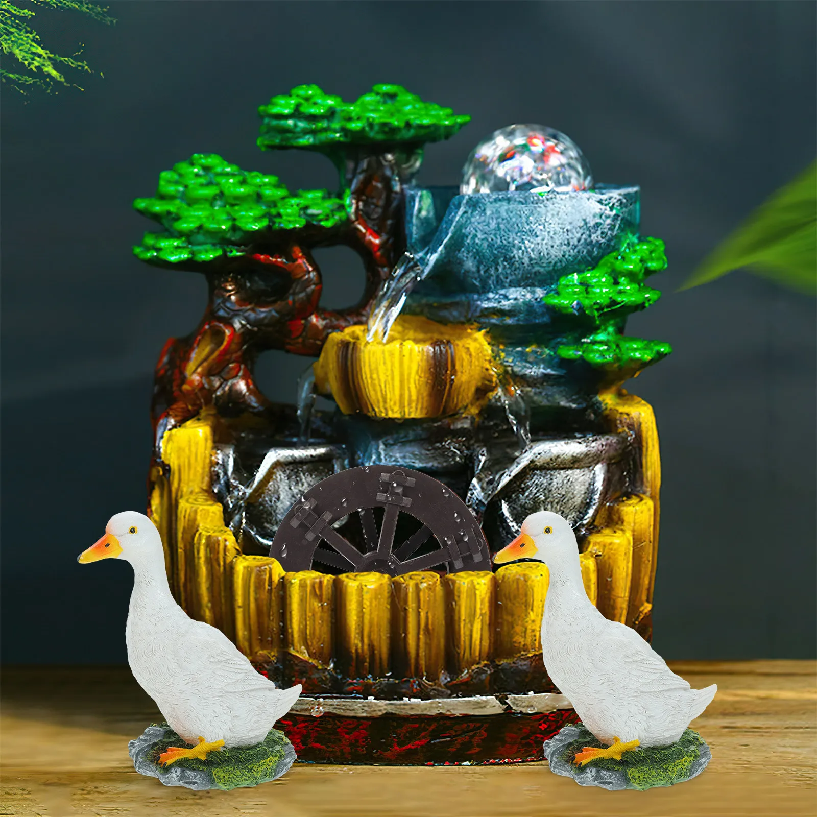 2Pcs Resin Duck Lifelike Garden Decor Decorative Statue Outdoor Yard Ornament Pond Decoration Vivid Faux Landscape Supplies