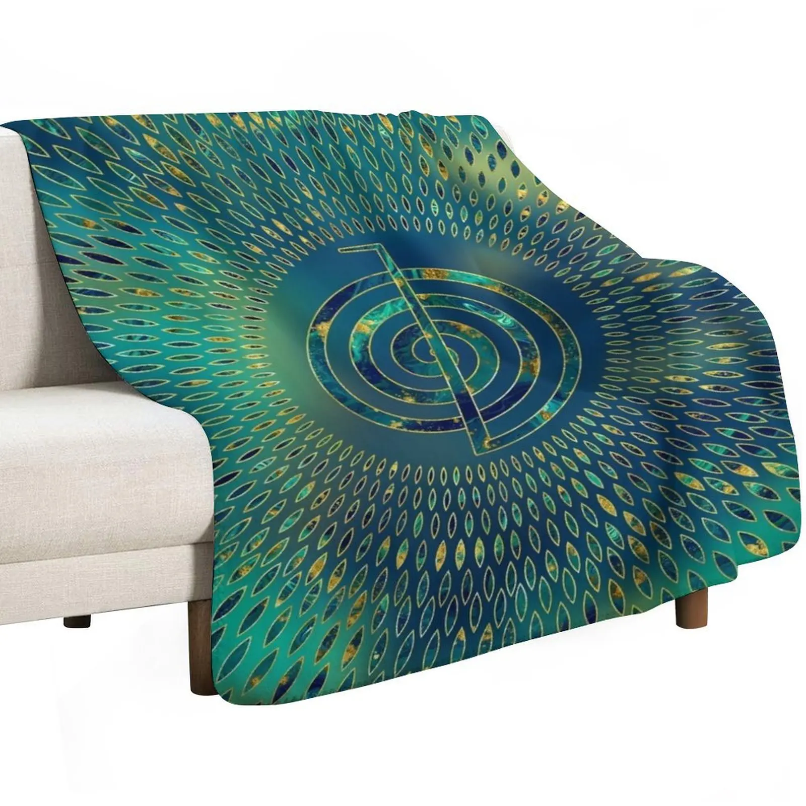Reiki Cho Ku Rei - gemstone and gold Throw Blanket Beautifuls Thermal Luxury St Bed linens Nap Cute Plaid Blankets
