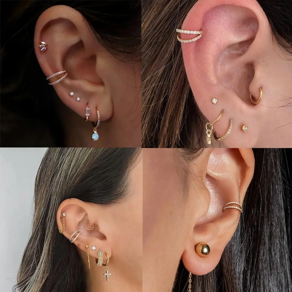 Drperfect-Boucles d'oreilles en titane G23 pour femme, anneaux antarctiques, boucles d'oreilles double septum, 147 us, hélice, cartilage, conque, bijoux piercing, 16g, 18g