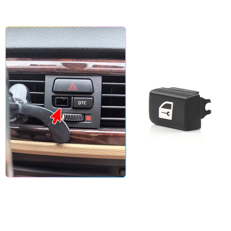 لسيارات BMW 1 3 Series E90 E91 جزء السيارة الداخلي لوحة القيادة فتح قفل الباب زر مفتاح التبديل غطاء تغليف 118 120 318 320 61319196713 #1