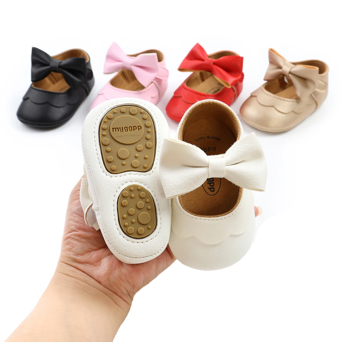 Baby Girls Flat Shoes, First Walker BowKnot Solid Soft Sole Shoes Newborn Girls Princess Shoes