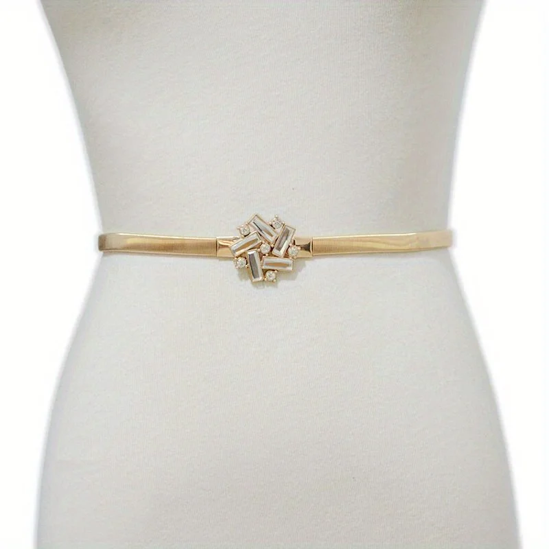 Metall elastische Taillen kette mit Rautenmuster Inlay Dekoration und Gold einfach Full Set gm1284