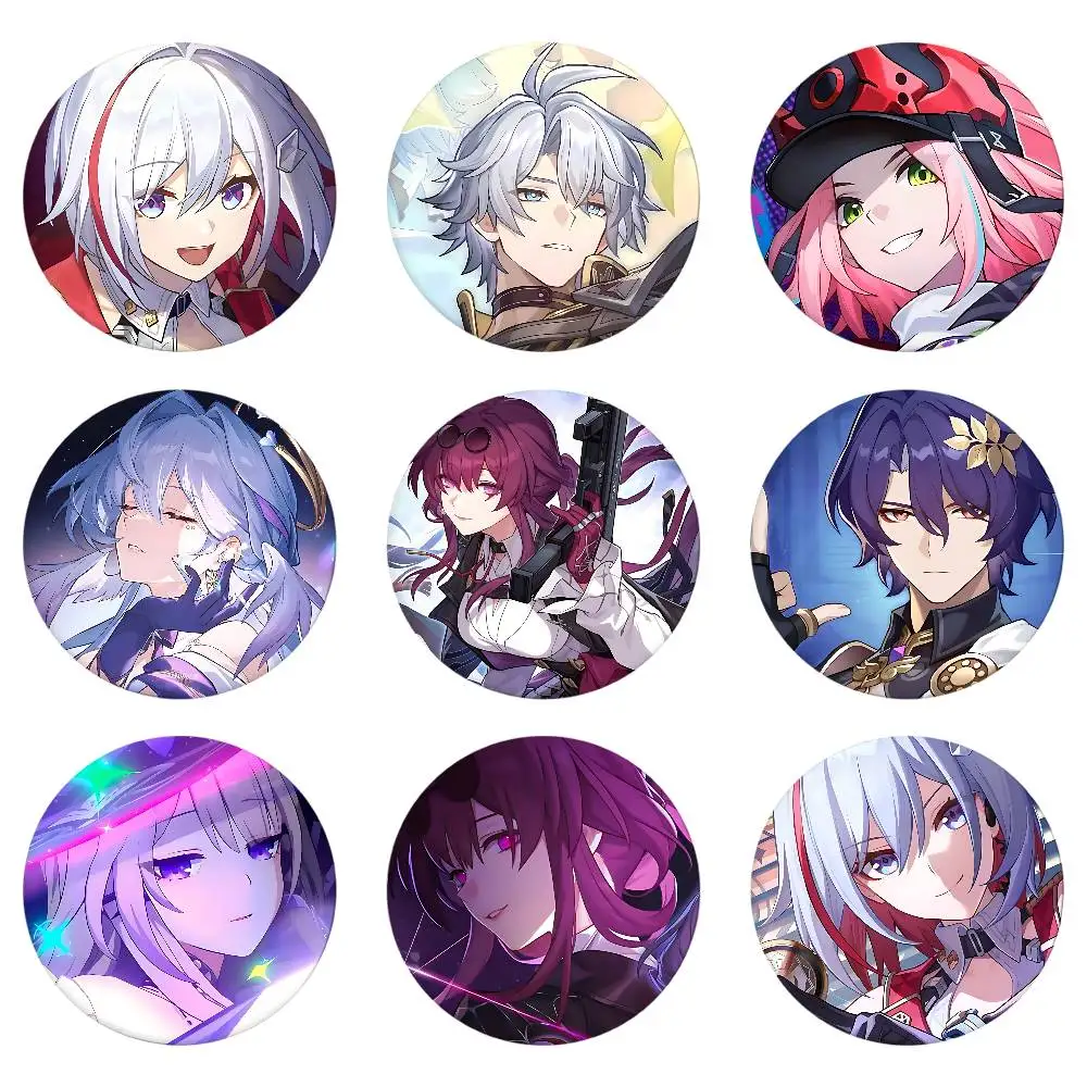 لعبة H-Honkai S-Star R-Rail دبابيس إبداعية مضحكة وجوه مبتسمة مستديرة المفاجئة في بروش شارة ظهره قبعة اكسسوارات مجوهرات هدايا S