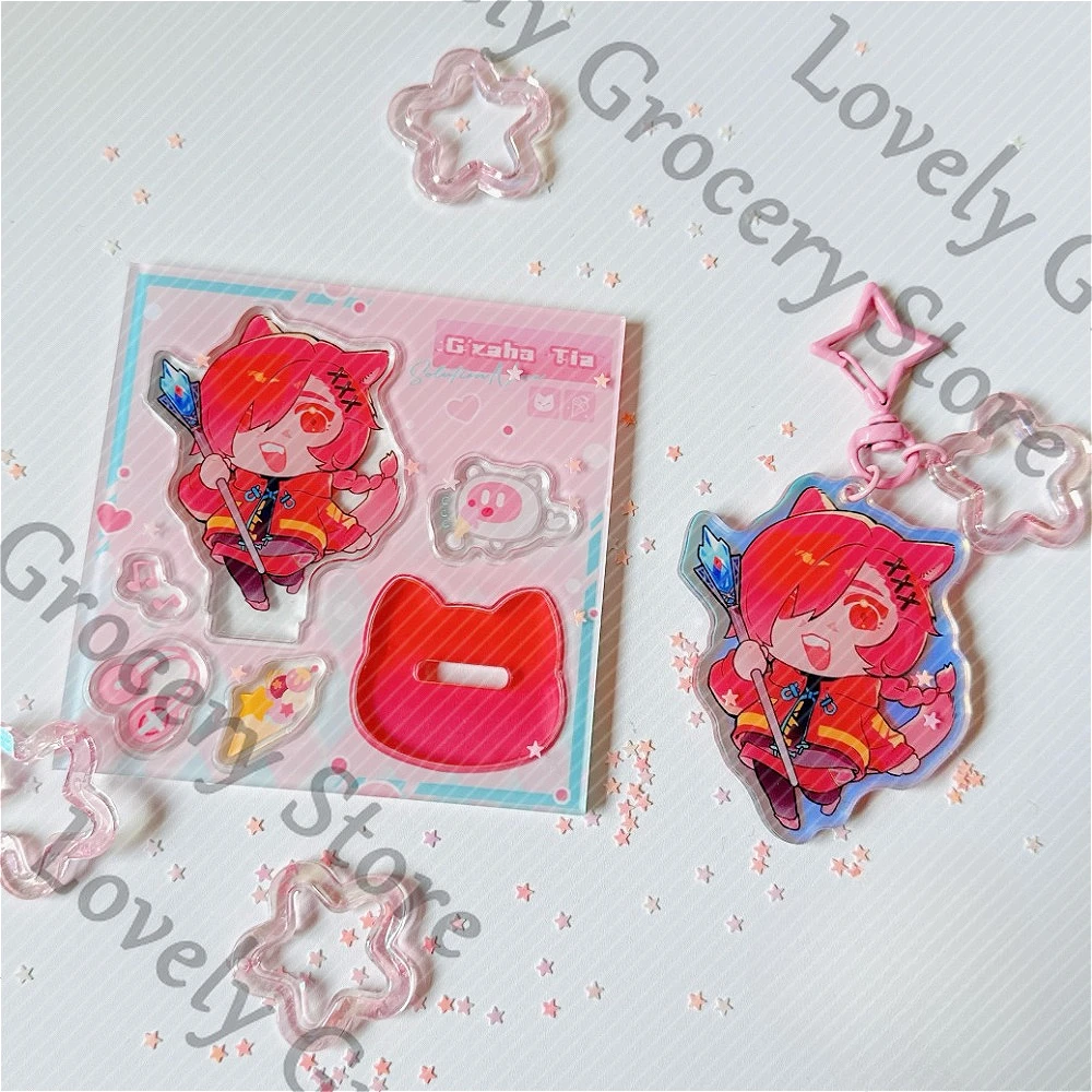 

Anime G'raha Tia‌ Cosplay Cartoon Laser Keychain Standing Sign Accessory Keyring Widget Acrylic Stand Figure Ornament Fans Gift